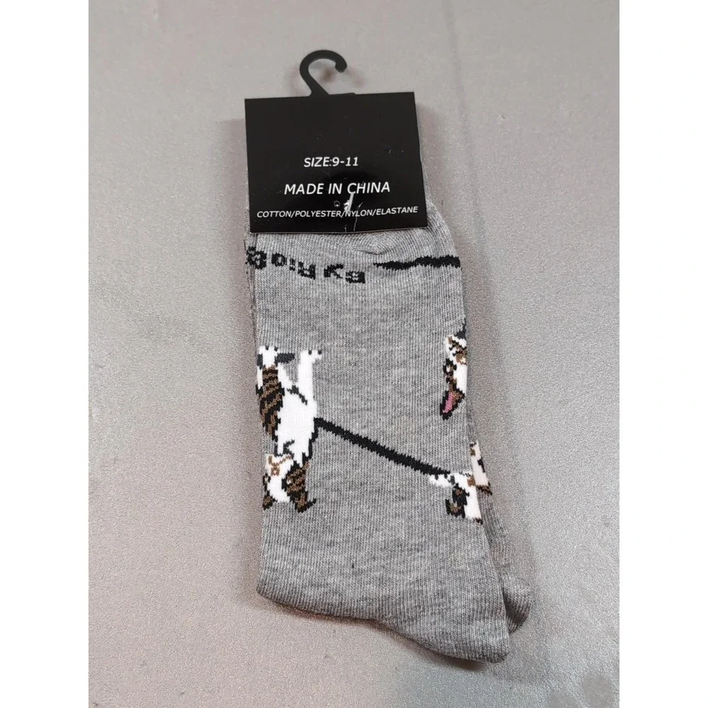 Monique's Sweet Dreams Rio & Pepe Boston Terrier Dog Socks Gray Size 9-11 NWT